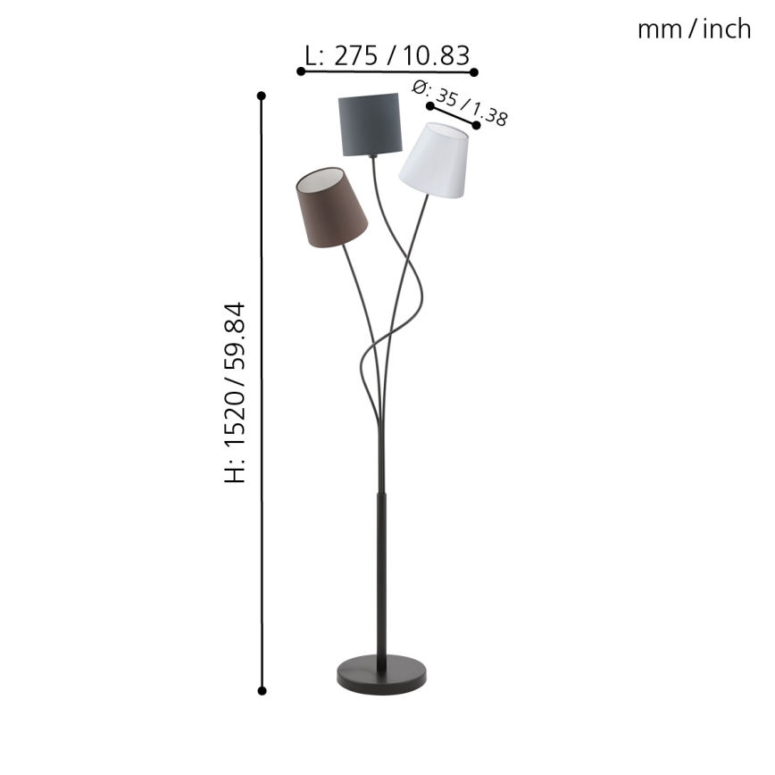 Eglo - Lámpara de pie 3xE14/40W/230V