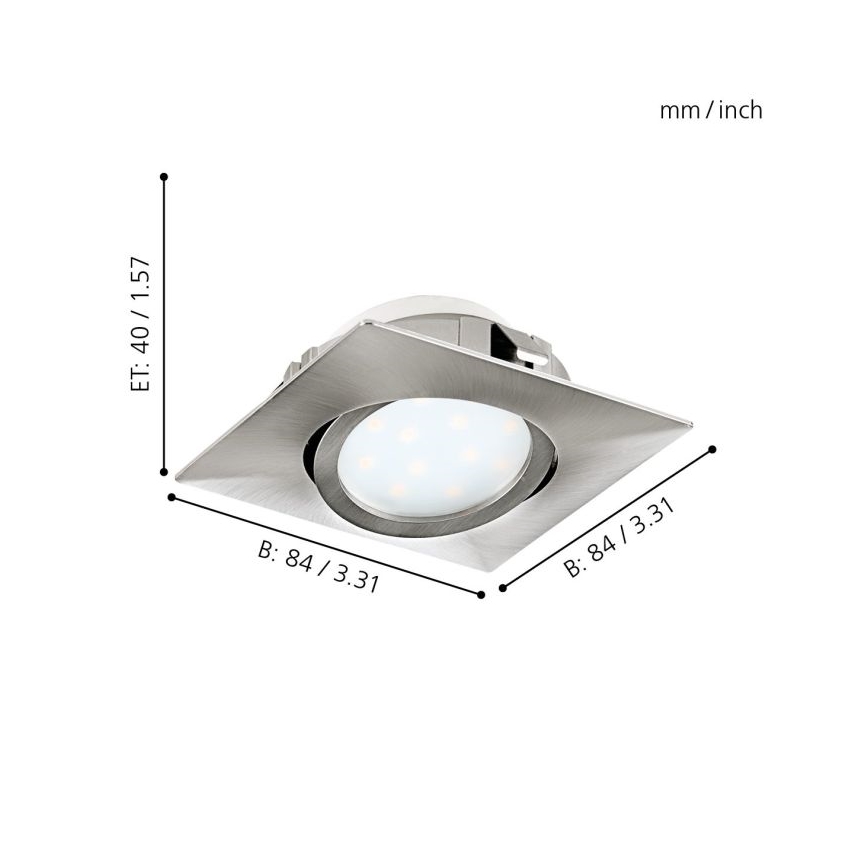 Eglo - SET 3x Iluminación LED empotrada de techo PINEDA 1xLED/6W/230V