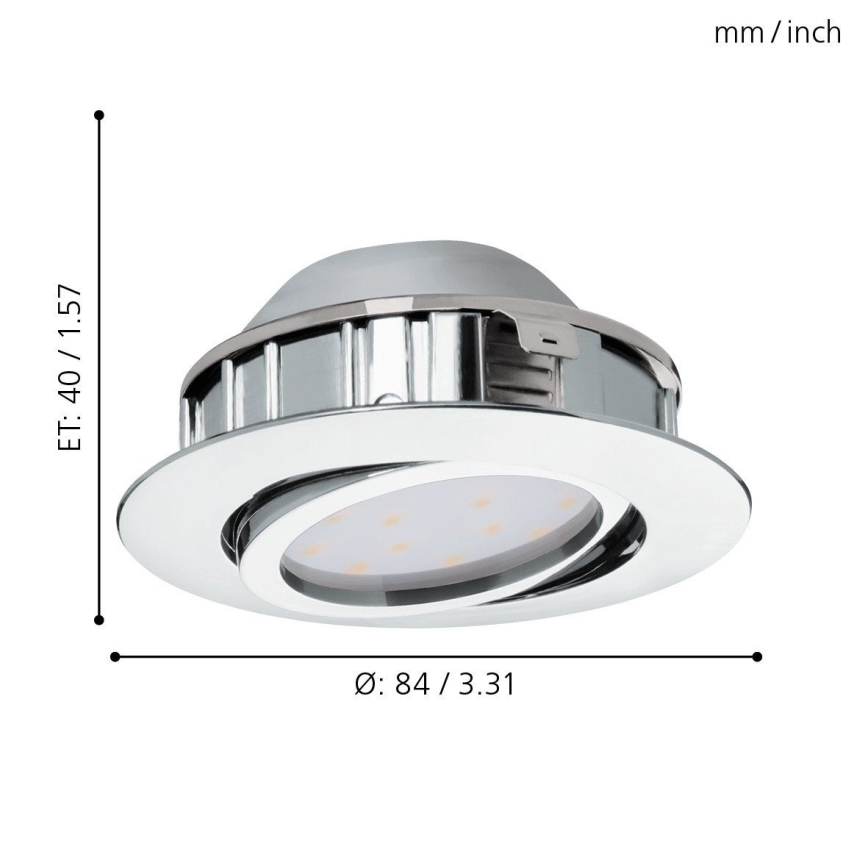 Eglo - SET 3x Iluminación LED empotrada de techo PINEDA 1xLED/6W/230V