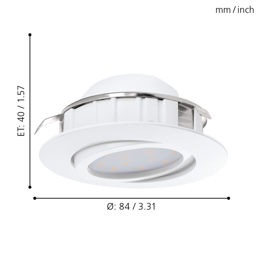 Eglo - SET 3x Lámpara empotrable LED regulable PINEDA 1xLED/5,5W/230V