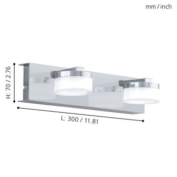 Eglo - Aplique de baño LED regulable 2xLED/7,2W/ IP44