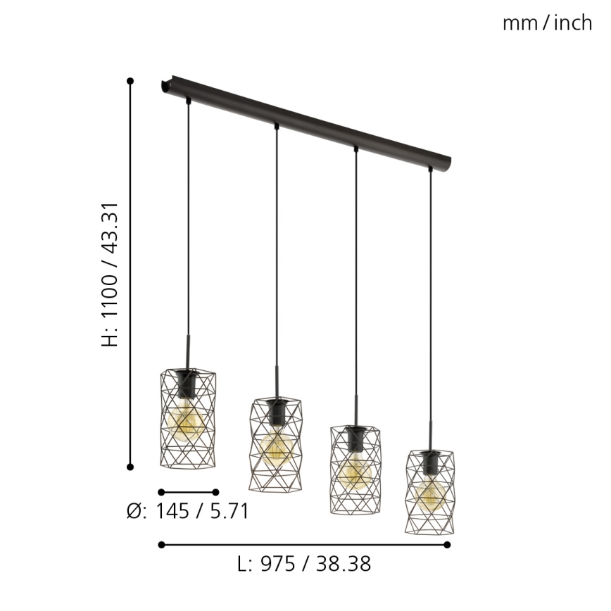 Eglo - Lámpara colgante 4xE27/60W/230V