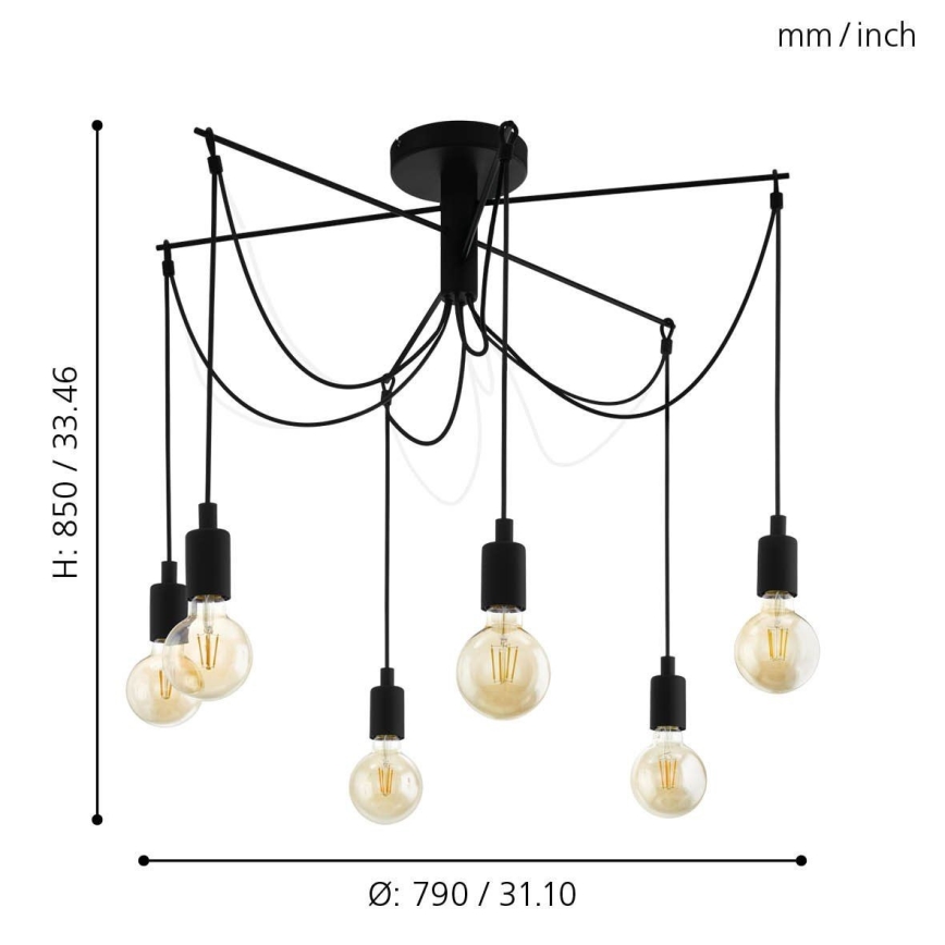 Eglo - Lámpara colgante 6xE27/60W/230V