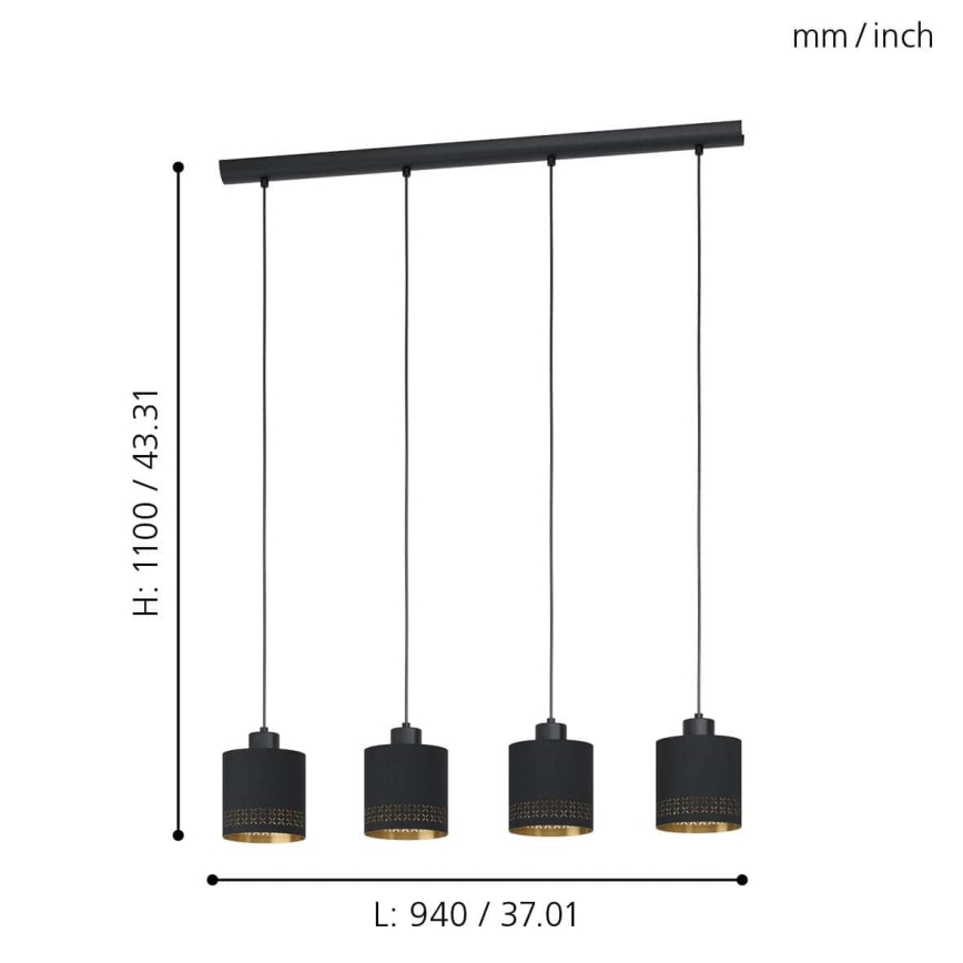 Eglo - Lámpara colgante 4xE27/28W/230V