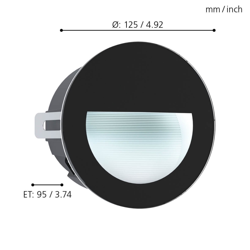 Eglo - Foco empotrable exterior LED LED/2,5W/230V IP65 negro
