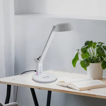 Eglo - Lámpara de mesa táctil LED regulable con cargador inalámbrico LED/4,8W/230V blanco