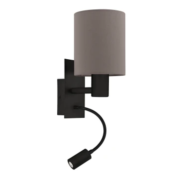 Eglo - Lámpara LED flexible 1xE27/40W/230V + LED/3,8W marrón