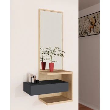 Espejo de pared con estante STELLA 90x49 cm marrón/antracita