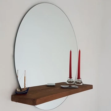 Espejo de pared con estante SUNSET 70x70 cm pino