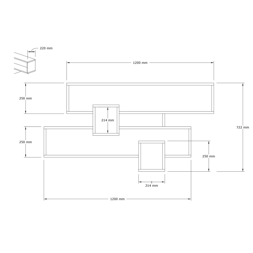 Estante de pared KAREN 120x72,2 cm antracita/marrón