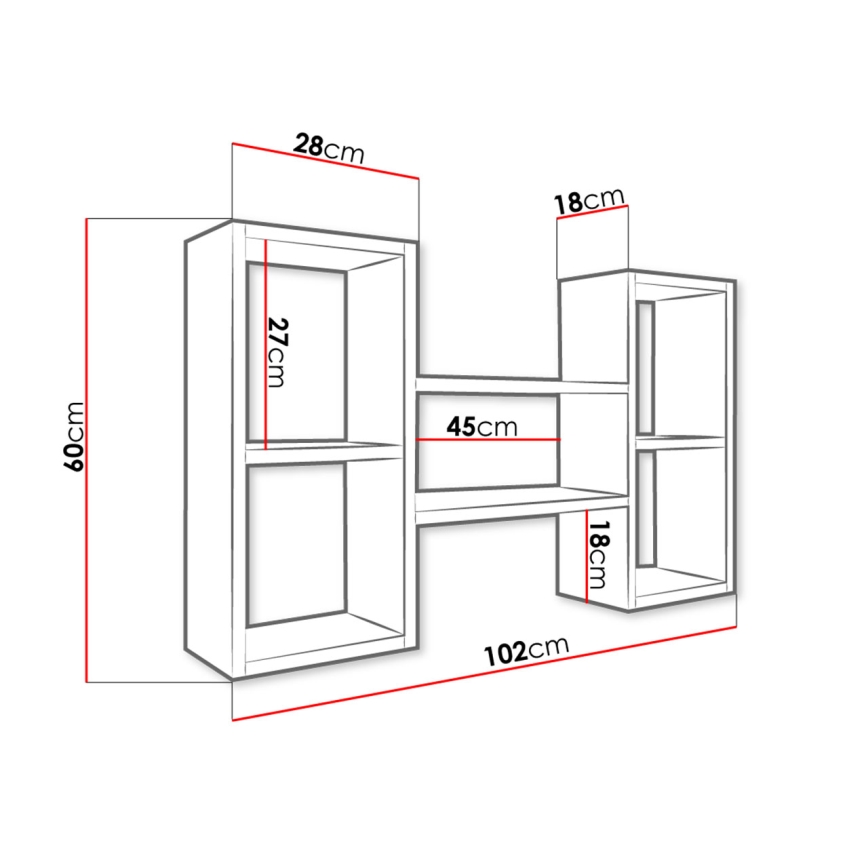 Estante de pared TRIO 60x102 cm roble Sonoma