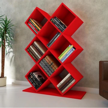 Estante para libros KUMSAL 129x90 cm rojo
