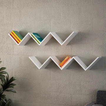 Estantería de pared ZIG ZAG 24,5x129 cm blanco