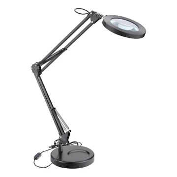 Extol - Lámpara de mesa LED regulable con una lupa LED/8W/5V 2900/4500/7500K negro