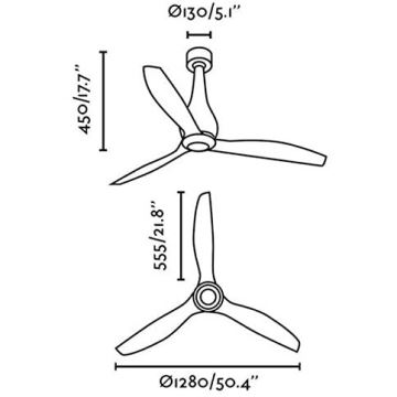 FARO 32027 - Ventilador de techo MINI ETERFAN negro/transparente d.128 cm + control remoto