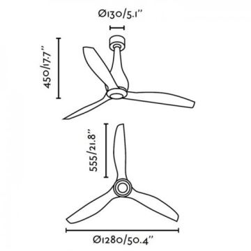 FARO 32028 - Ventilador de techo MINI ETERFAN negro Ø 128 cm + control remoto