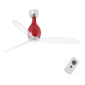 FARO 32029 - Ventilador de techo MINI ETERFAN rojo/transparente + mando a distancia