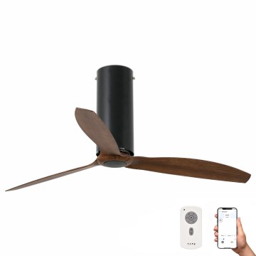 FARO 32037WP - Ventilador de techo TUBE FAN negro/marrón Wi-Fi Ø 128 cm