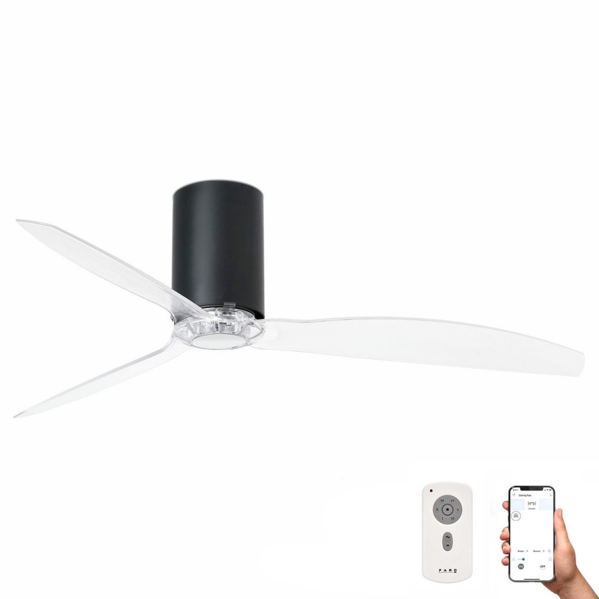 FARO 32041WP - Ventilador de techo MINI TUBE FAN negro Wi-Fi Ø 128 cm + control remoto