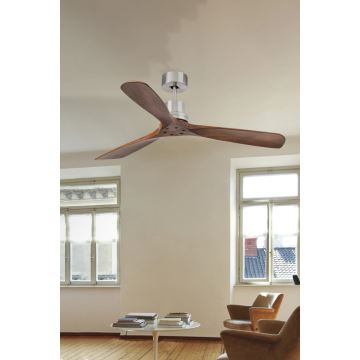 FARO 33370DC - Ventilador de techo LANTAU marrón/cromo mate Ø 132 cm + control remoto