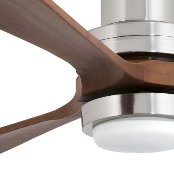 FARO 33463DC - Ventilador de techo LED LANTAU LED/12W/230V madera/cromo mate Ø 168 cm + control remoto