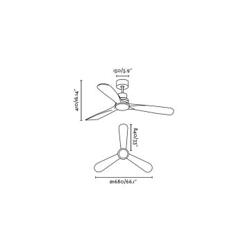 FARO 33463DC - Ventilador de techo LED LANTAU LED/12W/230V madera/cromo mate Ø 168 cm + control remoto