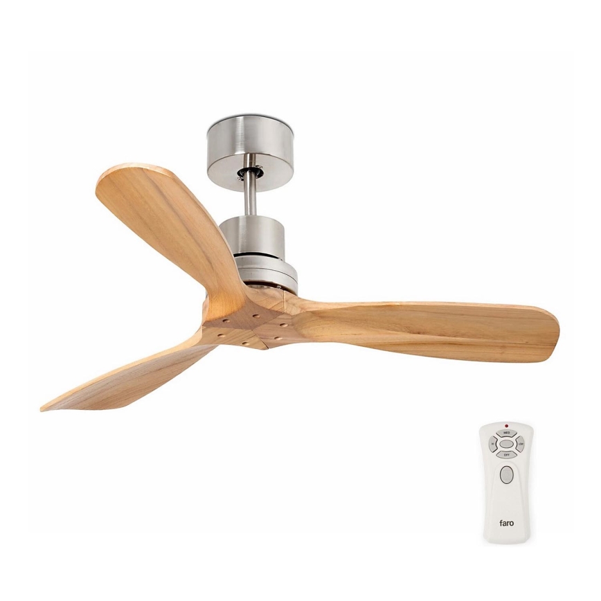 FARO 33509DC - Ventilador de techo MINI LANTAU cromo/madera Ø 107 cm + control remoto