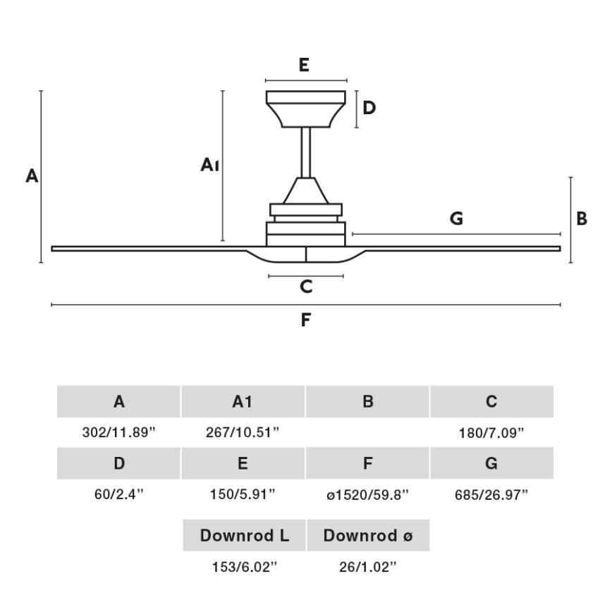 FARO 33718DC- Ventilador de techo ALO L madera/negro d. 152 cm + mando a distancia