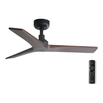 FARO 34278WP - Ventilador de techo KLIM S madera/negro 92,5 cm + control remoto