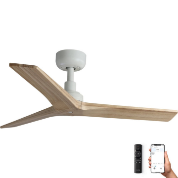 FARO 34281WP - Ventilador de techo KLIM S madera/blanco diá. 92,5 cm + control remoto