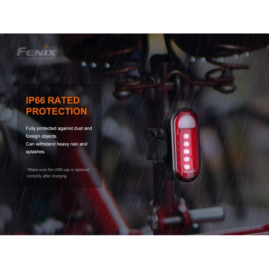 Fenix BC05RV20 - Luz de bicicleta recargable LED LED/USB IP66 15 lm 120 h