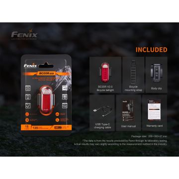 Fenix BC05RV20 - Luz de bicicleta recargable LED LED/USB IP66 15 lm 120 h