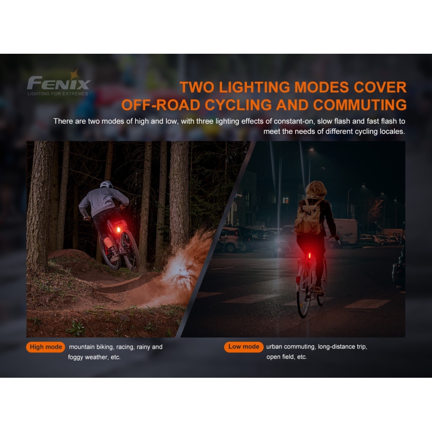 Fenix BC05RV20 - Luz de bicicleta recargable LED LED/USB IP66 15 lm 120 h