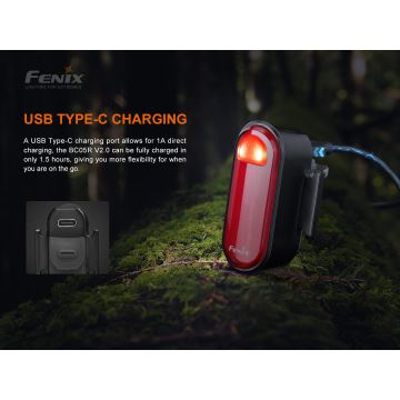 Fenix BC05RV20 - Luz de bicicleta recargable LED LED/USB IP66 15 lm 120 h