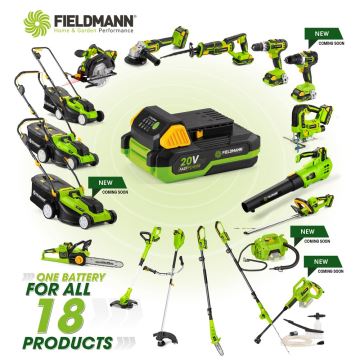 Fieldmann - Taladro inalámbrico 2000 mAh 20V + estación de carga rápida