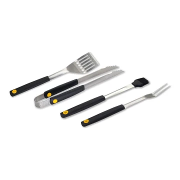 Fieldmann - Utensilios para parrilla 4 piezas acero inoxidable