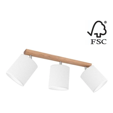 Foco BENITA 3xE27/25W/230V blanco/roble – FSC Certificado