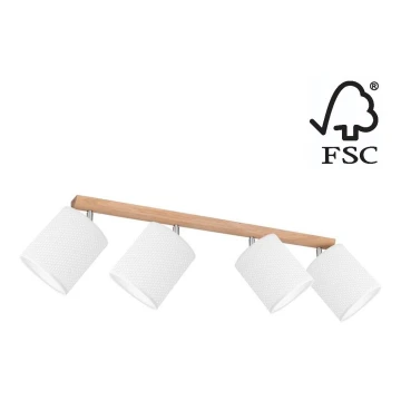 Foco BENITA 4xE27/25W/230V blanco/roble – FSC Certificado