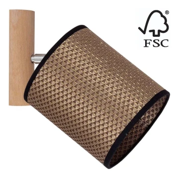 Foco de pared BENITA 1xE27/25W/230V marrón/roble – FSC Certificado