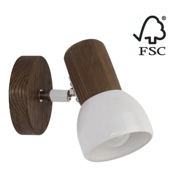 Foco de pared NEL 1xE27/15W/230V nuez – Certificado FSC