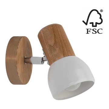 Foco de pared NEL 1xE27/15W/230V pino - Certificado FSC