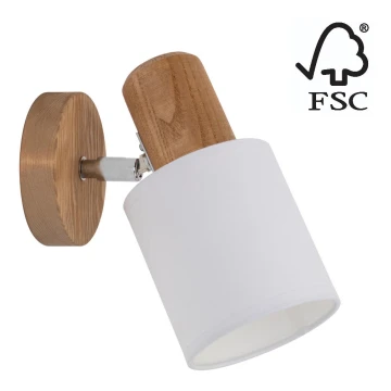 Foco de pared TRENDY 1xE27/15W/230V pino - certificado FSC