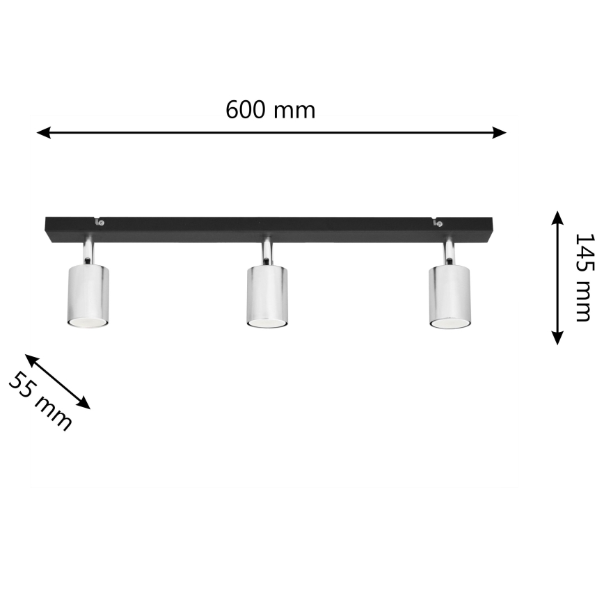 Foco LED TUNE 3xGU10/6,5W/230V cromo mate/negro