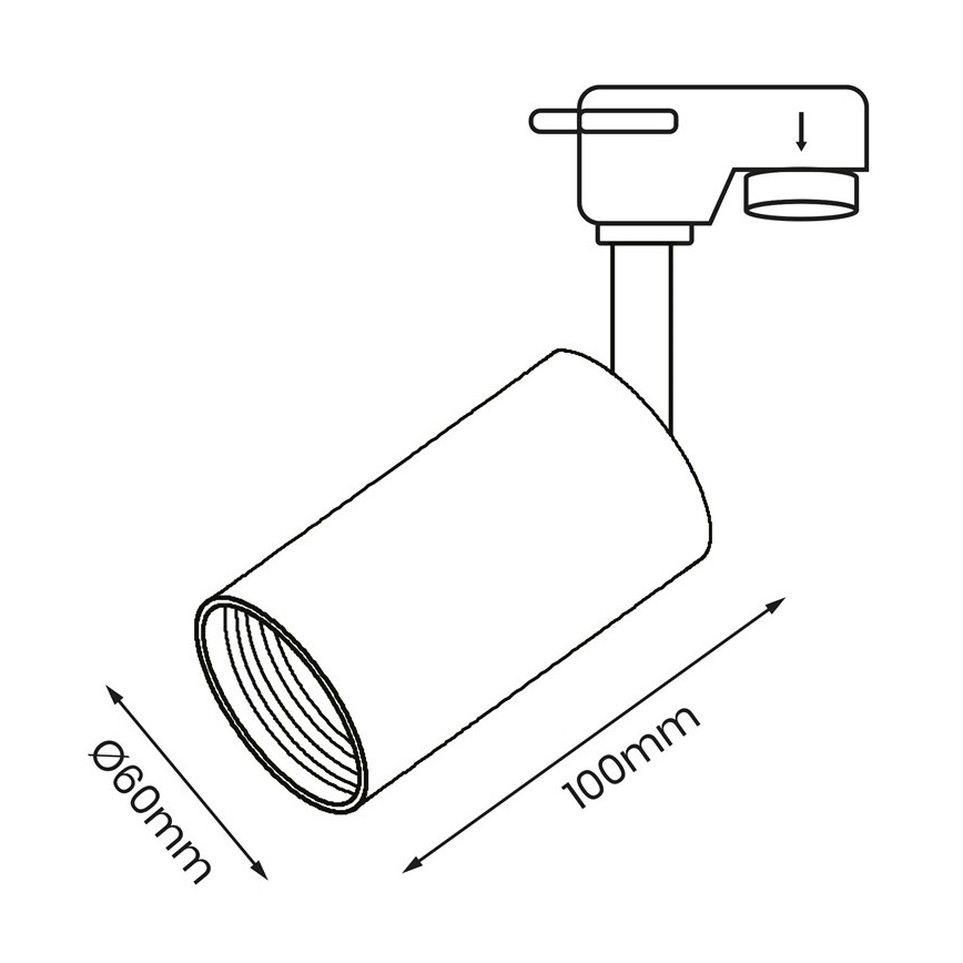 Foco para sistema de rieles PIPE 1xGU10/25W/230V negro