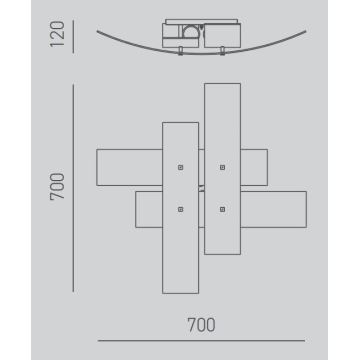 Gea Luce LARA P M arg - Plafón LARA 2xE27/70W/230V 70 cm plata