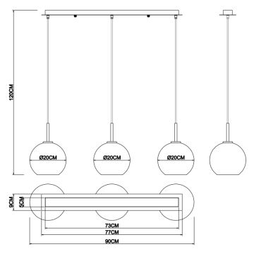 Globo - Lámpara colgante 3xE27/60W/230V