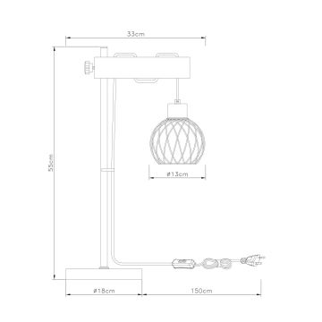 Globo - Lámpara de mesa 1xE27/15W/230V