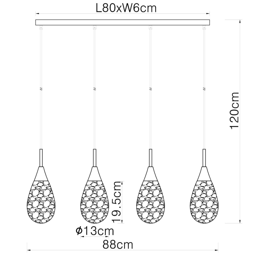 Globo - Lámpara colgante 4xE14/9W/230V