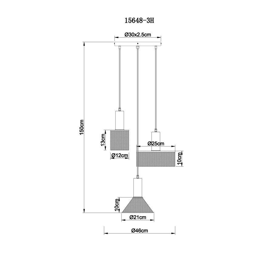 Globo - Lámpara colgante 3xE27/60W/230V negro