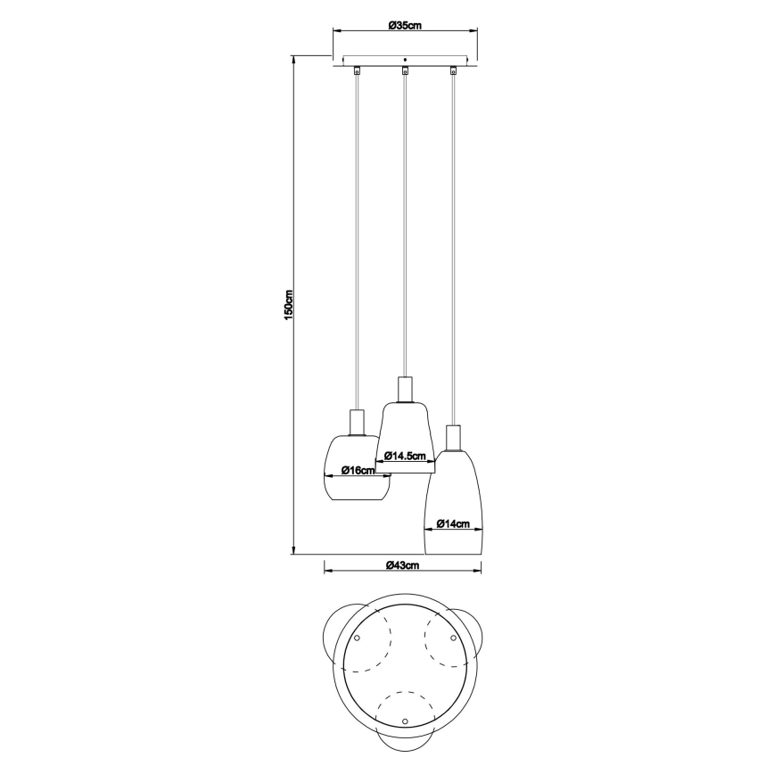 Globo - Lámpara colgante 3xE14/40W/230V latón